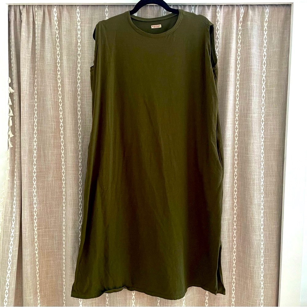 Kapital Japan Olive Green Cotton Oversized Dress with Pockets